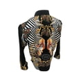 thumbnail image 2 of Mens PREMIERE Long Sleeve Button Down Dress Shirt Black Gold Tiger Chain, 2 of 3