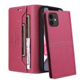 thumbnail image 3 of For iPhone 11 Flip Wallet Phone Case,[RFID Blocking]PU Leather Magnetic Folio Cover,With Card Slots,Flip Folding Kickstand,Shockproof TPU Anti-fall Rugged Phone Case Cover,Red, 3 of 9