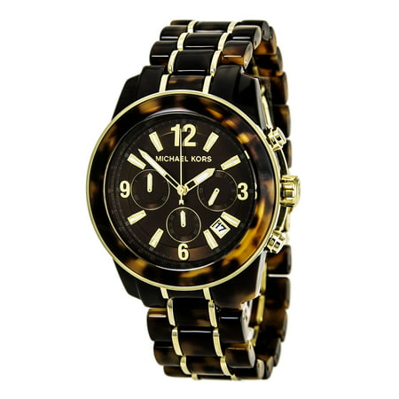 Michael Kors MK5805 Women's Tortoise Acetate and Gold Tone Steel Chronograph Watch
