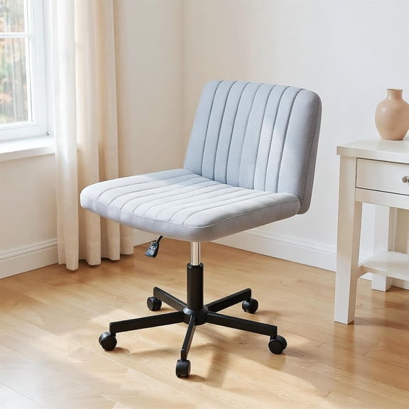 Topcobee Criss Cross Chair with Wheels Cross-Legged Swivel Desk Chair with Soft-Padded Wide Seat, Modern Furniture for Home Office-Gray