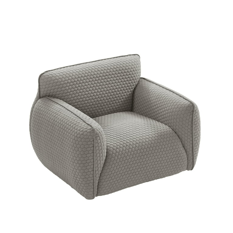 Superrella Modern Soft Accent Chair Living Room Upholstered Single Armchair  High Back Lazy Sofa (Cool Grey)