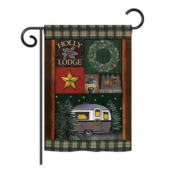 Holly Lodge Winter - Seasonal Winter Wonderland Impressions Decorative Vertical Garden Flag - 13 x 18.5 in.