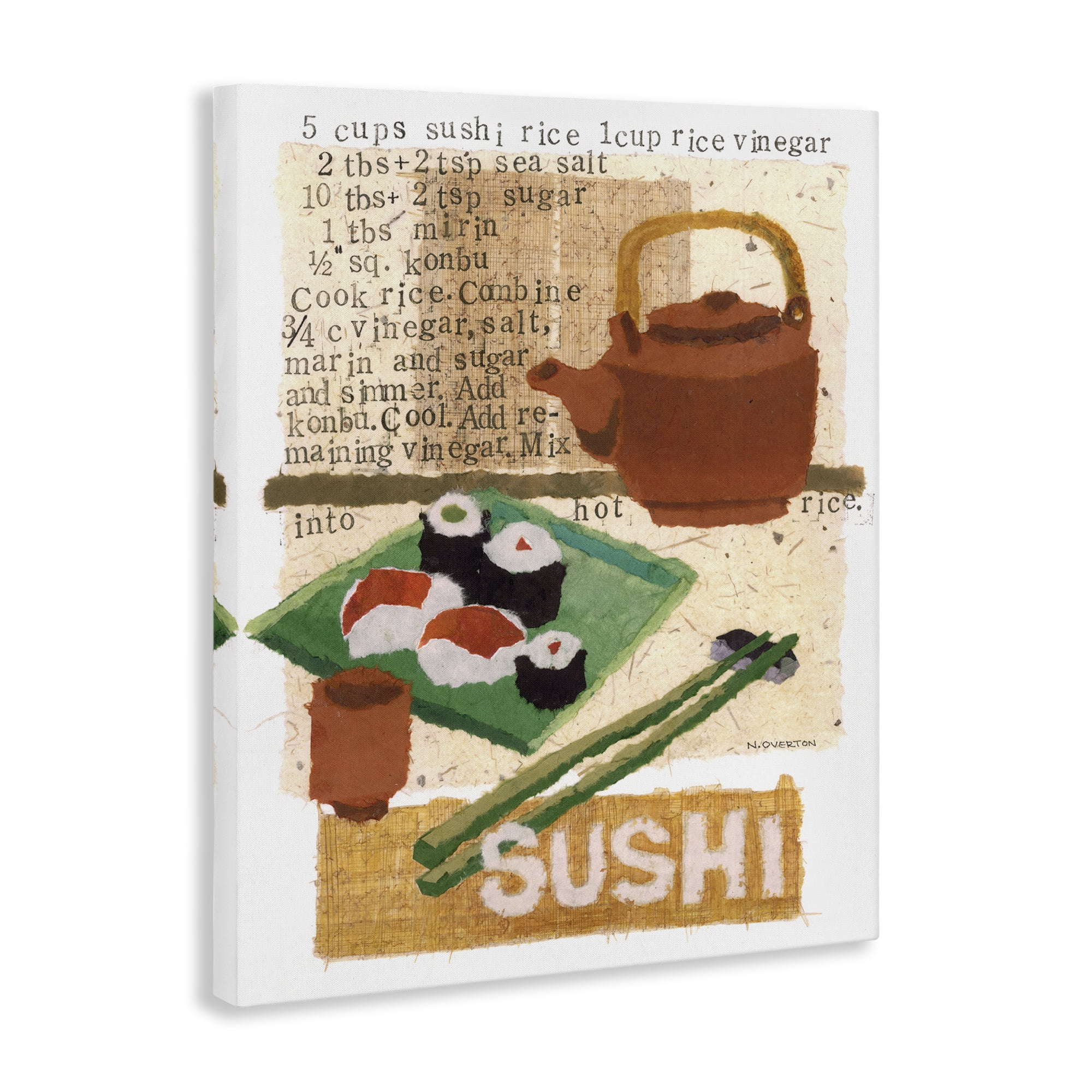 Stupell Industries Traditional Sushi Recipe Food & Beverage Painting Gallery Wrapped Canvas Art Print Wall Art, 16 x 20