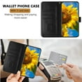 thumbnail image 6 of Wallet Phone Case for iPhone 16 Pro,Emboss Sunflower Design,PU Leather Flip Folding Kickstand,With Card Slots,Magnetic Closure Shockproof Protective Folio Wallet Phone Case,Black, 6 of 6