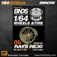 thumbnail image 1 of BNDS 1/64 Gold ABS Wheels With Rubber Tires By BNDS Assembly Rims Modified Parts for Model Car Refitted Model Car 4pcs Set BC26406GD, 1 of 6