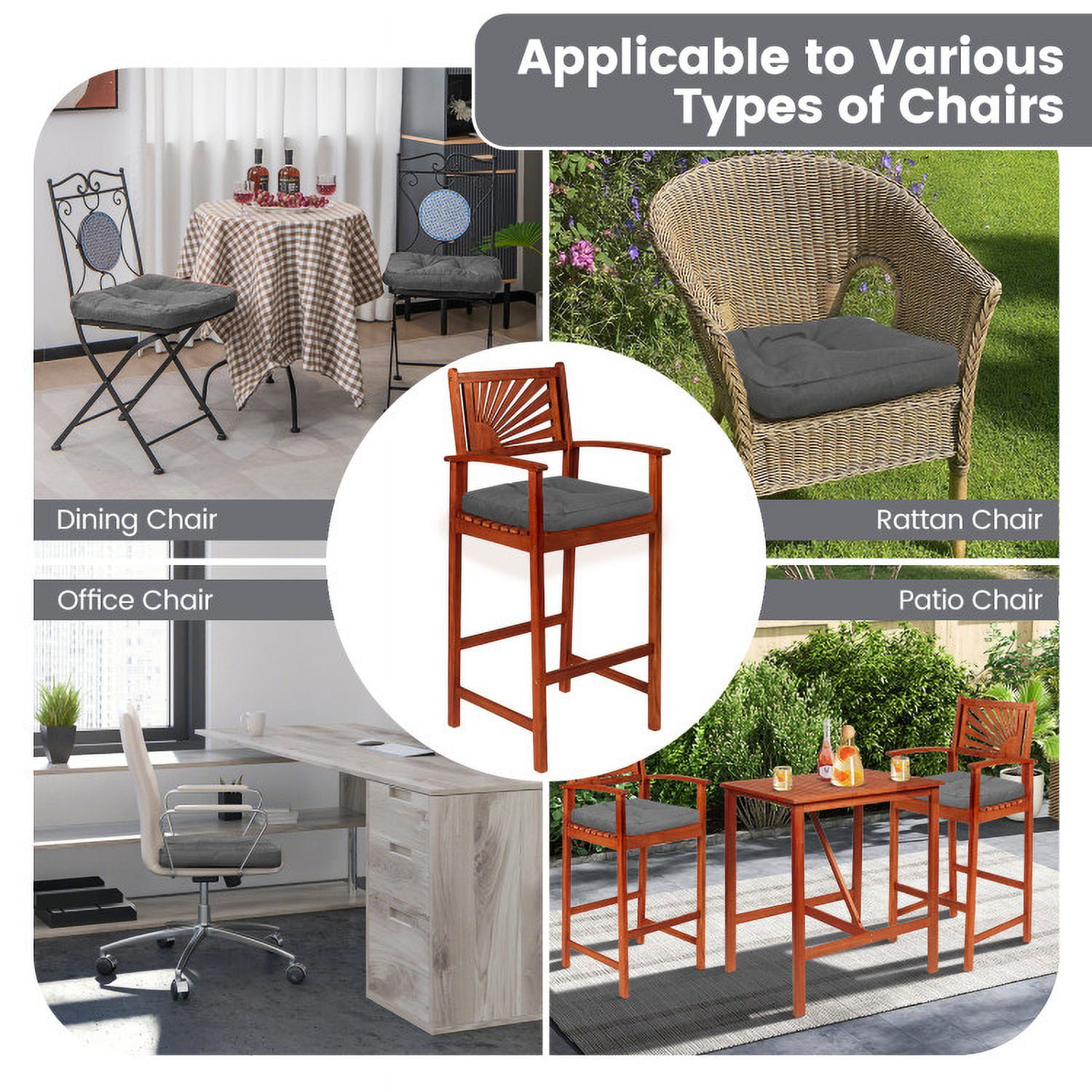 Aimee Lii 4 Pack 17.5 x 17 Inch U-Shaped Chair Pads with Polyester Cover, Outdoor Patio Furniture, Gray Aimee Lii 4 Pack 17.5 x 17 Inch U-Shaped Chair Pads with Polyester Cover, Outdoor Patio Furniture, Gray