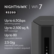 NETGEAR Nighthawk Dual-Band WiFi 7 Router (RS200) – Security Features, BE6500 Wireless Speed (up to 6.5 Gbps) - Covers up to 2,500 sq. ft., 80 Devices – 2.5 Gig Internet Port