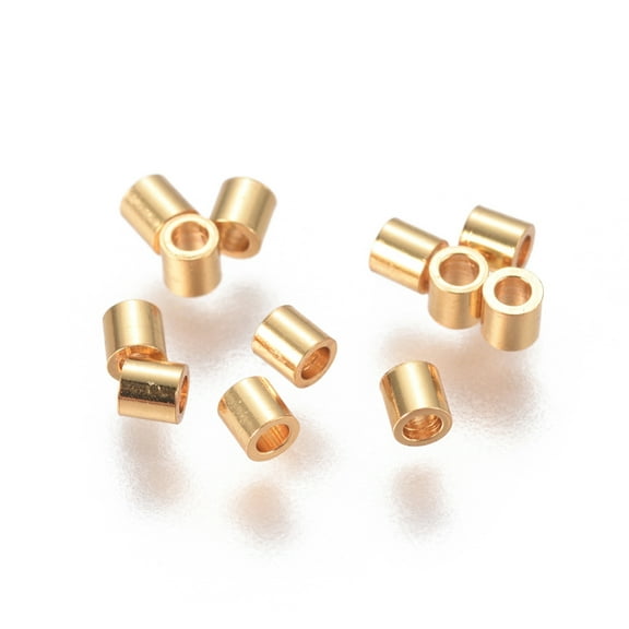 304 Stainless Steel Spacer Beads Column Golden 2x2mm Hole: 1mm