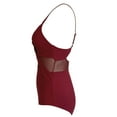 thumbnail image 3 of UTSJKR Women V Neck One Piece Swimsuit Wrapped Mesh Tummy Control Bathing Suit with Adjustable Spaghetti Straps Wine 8, 3 of 5
