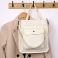 thumbnail image 3 of Stylago Women's Corduroy Tote Bags with Detachable Strap Crossbody Shoulder Purse Button External Pocket Zipper Shopping Handbag White, 3 of 5