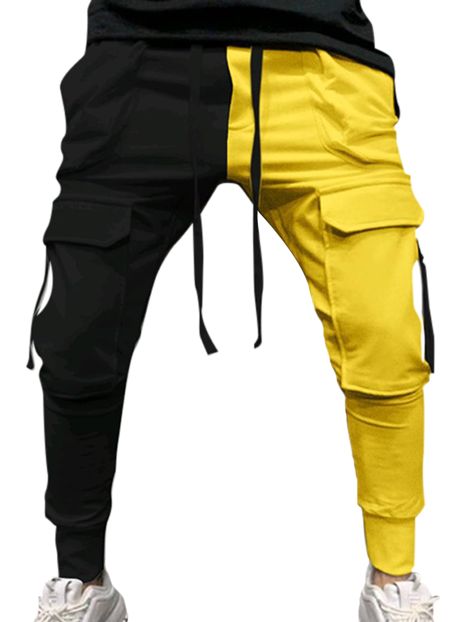 yellow cargo joggers