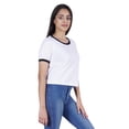 thumbnail image 3 of Inkmeso WoMen's Solid Crop Top Short Sleeve Tshirt Round Neck Summer Tee Shirt, 3 of 7