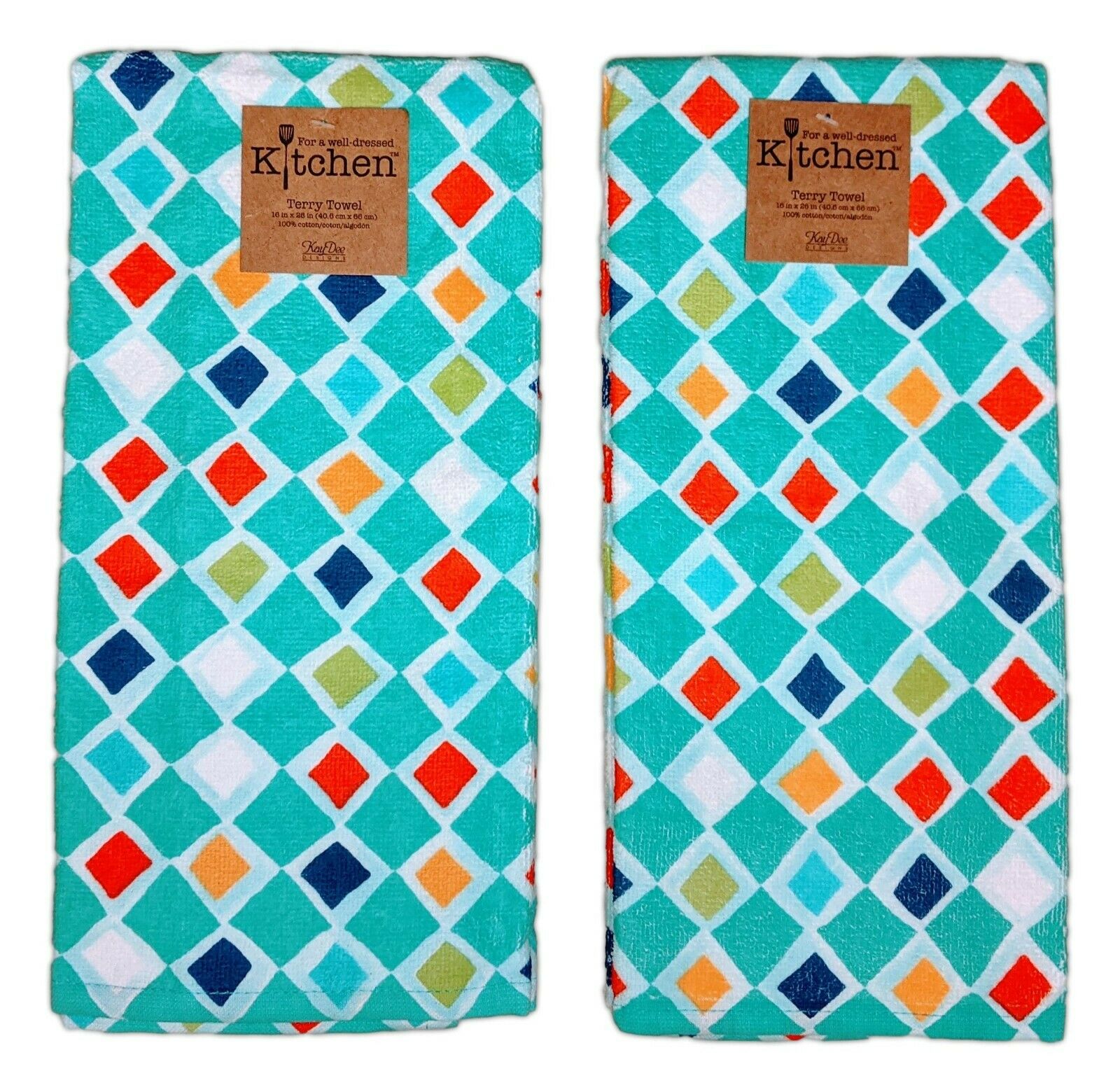 Set Of 2 Pinecone Trails Black Bear Kitchen Towels - 100% Cotton Terry By Kay Dee