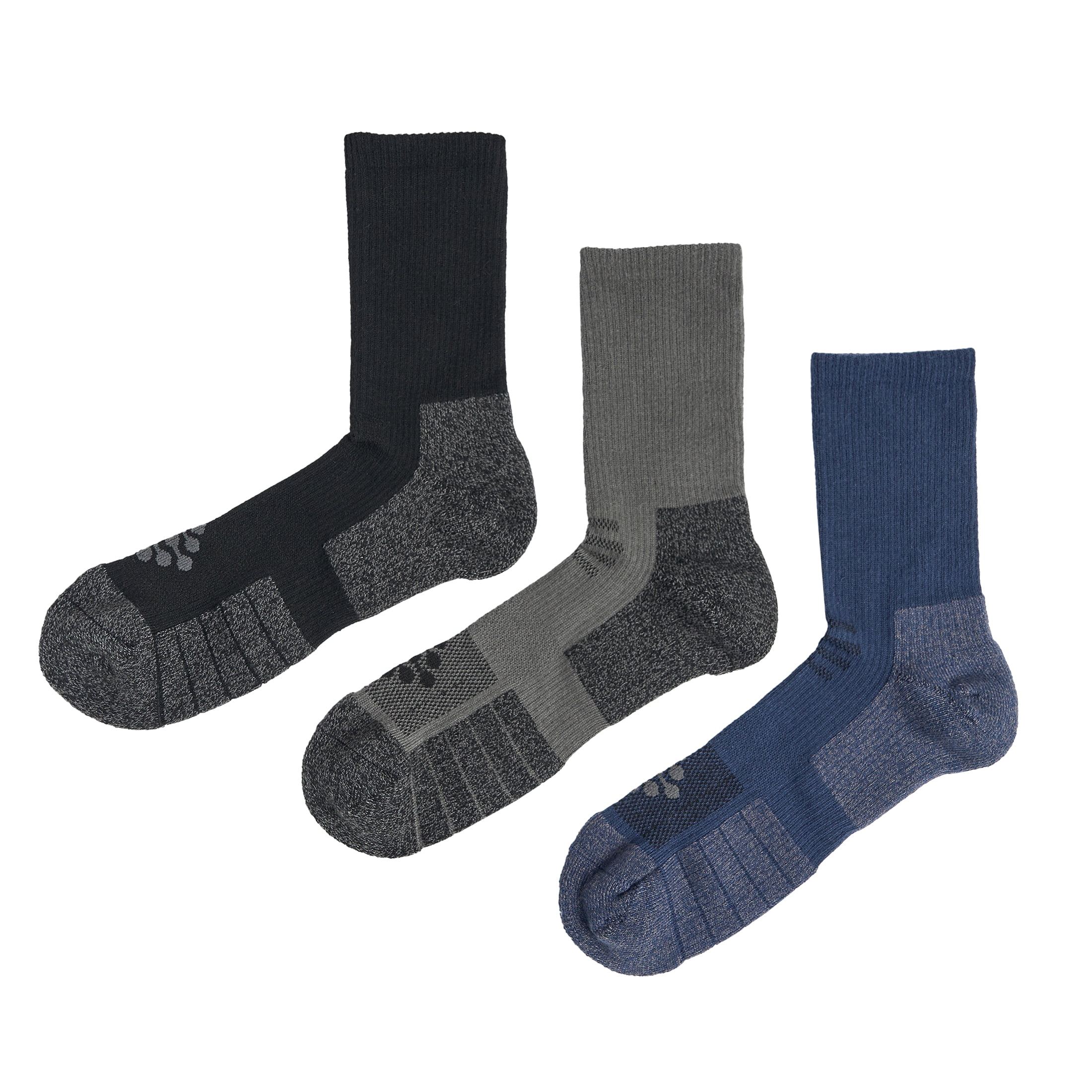 TRUEENERGY Flow High Impact Cushion Mid-Crew Sock, Men's Size 10-14.5, 3-pack