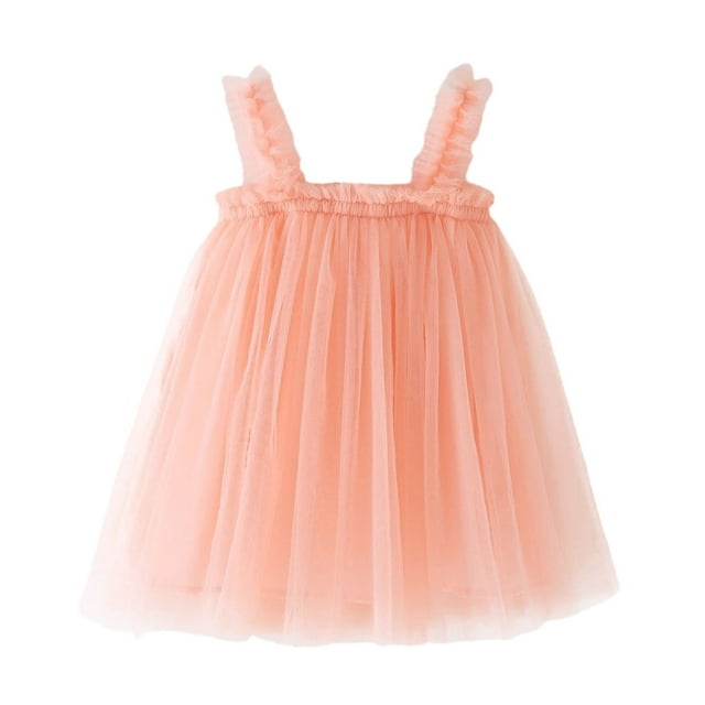 PMVFHDE Robes pour Filles Robe Sans Manches pour Tout-Petites pour les Fêtes Robe de Fête pour Petites Occasions de Danse Rose, 3-4 Ans