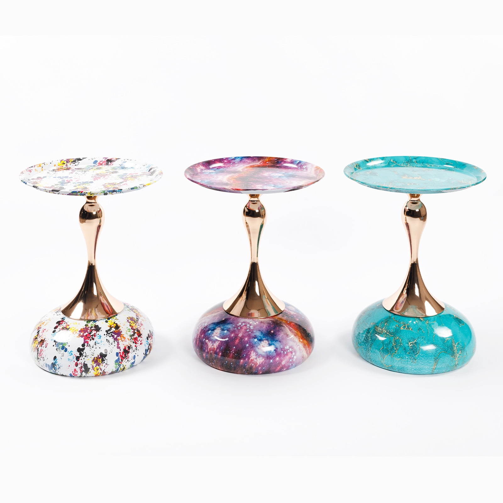 MAYEERTY Mermaid Tail End Coffee Table Round Side Table, Modern Metal Pedestal Table, Minimalist Accent Table for Small Spaces, Drink Martini Table Decoration