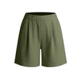 thumbnail image 6 of Women's Soft Fabric Elastic Waist Casual Shorts with Pockets, Solid Color Pleated Loose Fit, Shorts for Women Summer, Lounge Athletic | VerBelle,Army Green L, 6 of 9