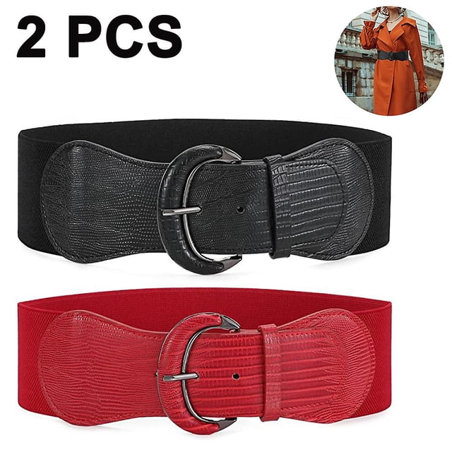 Cinturón elástico ancho para mujer, 2 uds., para vestido, hebilla de gancho para cinturón elástico