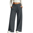 thumbnail image 2 of THNCYX Womens Solid Color Sweatpants With Pockets Elastic High Waist Long Casual Pants, 2 of 9