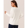 thumbnail image 4 of DARING DIVA Long Sleeve Lace V Neck Pullover Sweater Jumper Top XL White, 4 of 5