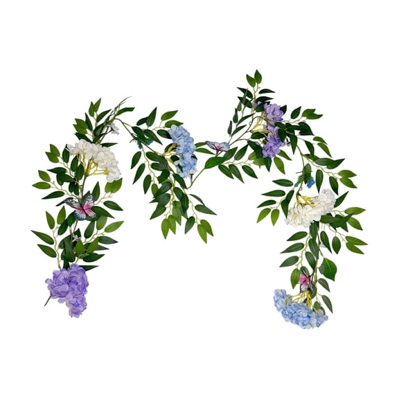 geerera 69" Artificial Hydrangea Garland, Spring Faux Flower Vine Decoration for Front Door and Wall, Seasonal Home Decor, Holiday Table Centerpiece, Entryway Greeting