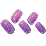 Thermochromic Gel Press on Nails Short Square, GLAMERMAID Pink Purple Glitter Temperature Fake Nails Galaxy Ombre Glue on Nails Medium Oval Color Changing Acrylic False Nail Kits Stick on Static Nails