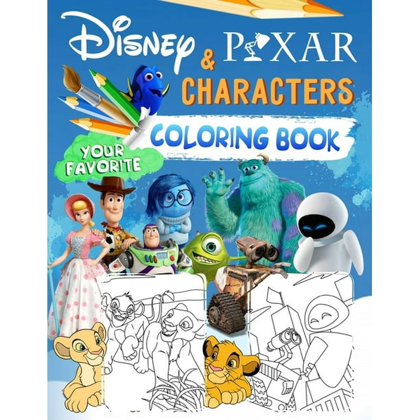Pixar Characters Coloring Book : Disney and Pixar Characters Jumbo Coloring Book With Excellent 35 Images For All Ages (Paperback)