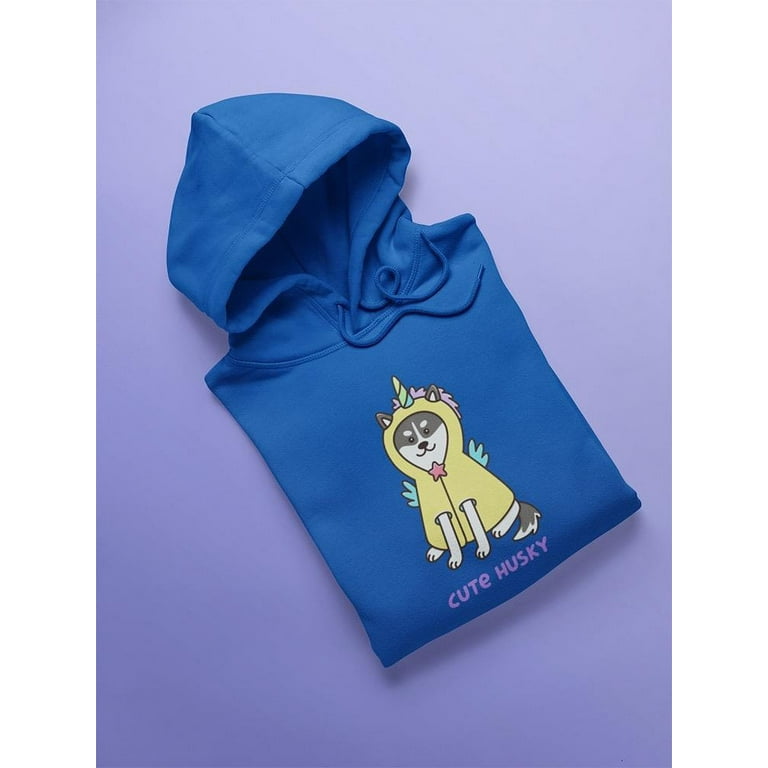 Kawaii Husky With Unicorn Horn Hoodie Women Image by Shutterstock Female Large