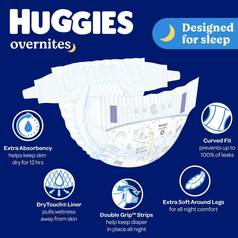Huggies Overnites Nighttime Diapers Size 3 16 28 lbs 58 Ct Select for More