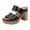 Black, variant on Womens Lug Sole Platform Heels High Block Heeled Sandals Retro Pattern Leather Open Toe Backless Mules with Comfy Arch Support Brown Size 8.5