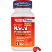 GenCare Nasal Decongestant Tablets Phenylephrine HCl 10 mg Non-Drowsy Pills, 300 Count