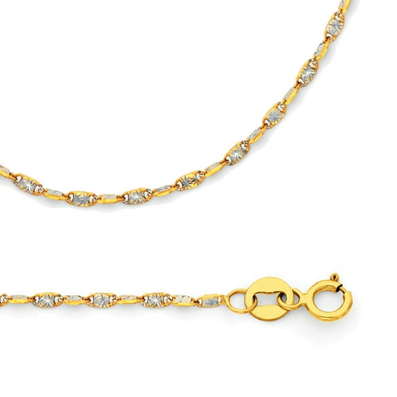 Solid 14k Yellow White Gold Chain Valentino Necklace Star Snail Twisted Diamond Cut 1.4 mm 18 inch