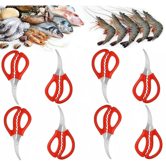 Kitchen Seafood Scissors,Bexikou 8 Pcs Shrimp Crab Seafood Scissor, Stainless Steel Shears,Multifunctional Kitchen Shears for Fish Crab Shrimp Lobster