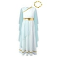 thumbnail image 2 of iiniim Kids Girls Party Dress Princess Robe with Gold Leaf Crown Headwear Light Blue 16, 2 of 6