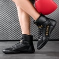 thumbnail image 3 of Men's & Unisex Lightweight Breathable Boxing & Wrestling Shoes - Anti-Slip Rubber Sole, Secure Fit (Lace/Hook & Loop), White/Black Combat Sports Footwear for MMA, Gym, - All-Season Athletic Sneakers, 3 of 6