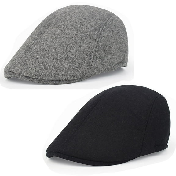 NKZNKZ Men's Flat Cap Newsboy Cap for men Flat Ivy Beret Hat Keep Warm Lightweight for Outdoor, Driving, Hunting 2 pack black and gray