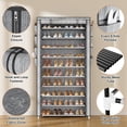 thumbnail image 4 of Zapatera alta con cubierta, organizador de zapatos de 10 niveles para 50-55 pares de zapatos y botas, estante de zapatos de gran capacidad con 8 bolsillos para clóset, entrada, cochera, 4 of 8