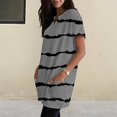 thumbnail image 6 of Duoif Women's Casual V Neck Short Sleeve Dress Loose Fit T Shirt Dress with Pockets Grey L, 6 of 9