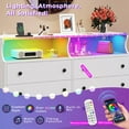 thumbnail image 3 of 6 Drawer Dresser with LED Lights and Charging Station,Modern Chest of Drawers Storage Cabinet for Bedroom Living Room,White, 3 of 9