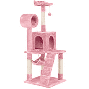 Topeakmart 51'' Multi-level Cat Tree Condo Towers With Hammock Tunnel Scratching Post, Pink