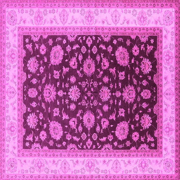 Ahgly Company Indoor Square Oriental Pink Traditional Area Rugs, 3' Square