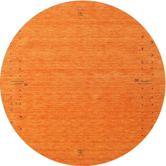 Ahgly Company Indoor Round Contemporary Orange Red Abstract Area Rugs, 8' Round