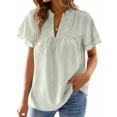 thumbnail image 4 of UVN V Neck Shirts for women Summer Lace Butterfly Sleeve Blouses Ladies Casual Flowy Crochet Tops, 4 of 9