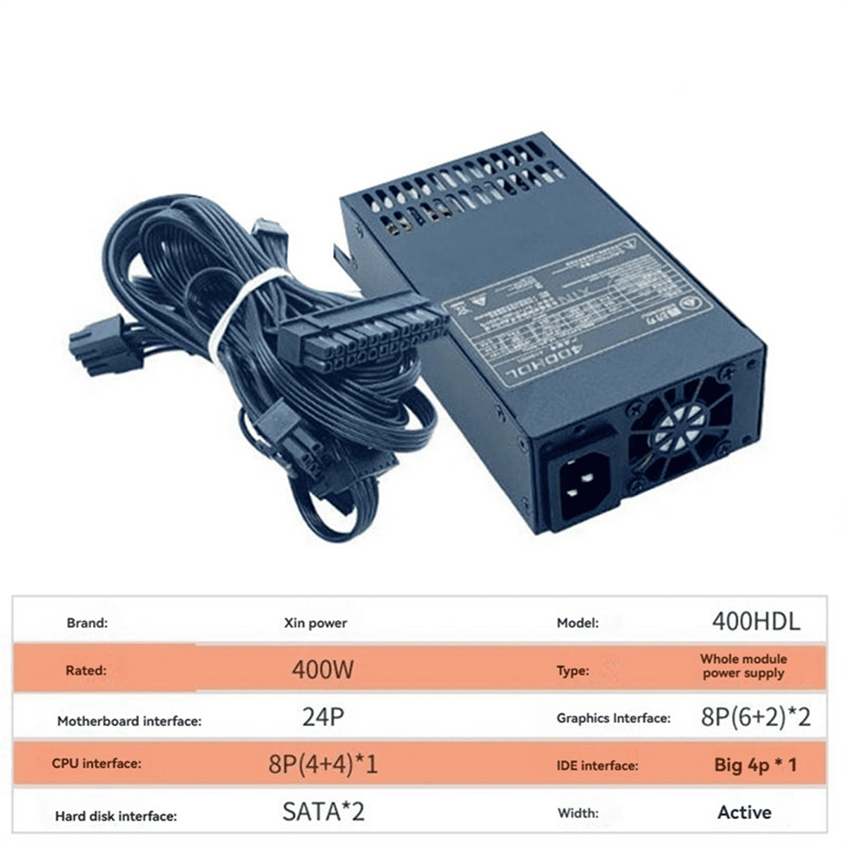 2X 400W PSU ATX Full Modular Power Supply FLEX Module Power Supply Low Noise for Small 1U (Flex ITX) Computer Chassis,2 x 400W PSU ATX Full Modular Power Supply Kit,Black