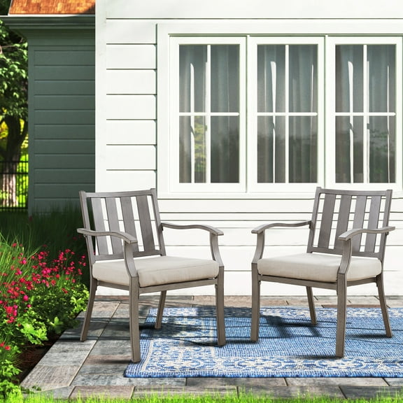 Ulax Furniture Patio Aluminum Dining Chairs with Sunbrella Cushions, Set of 2