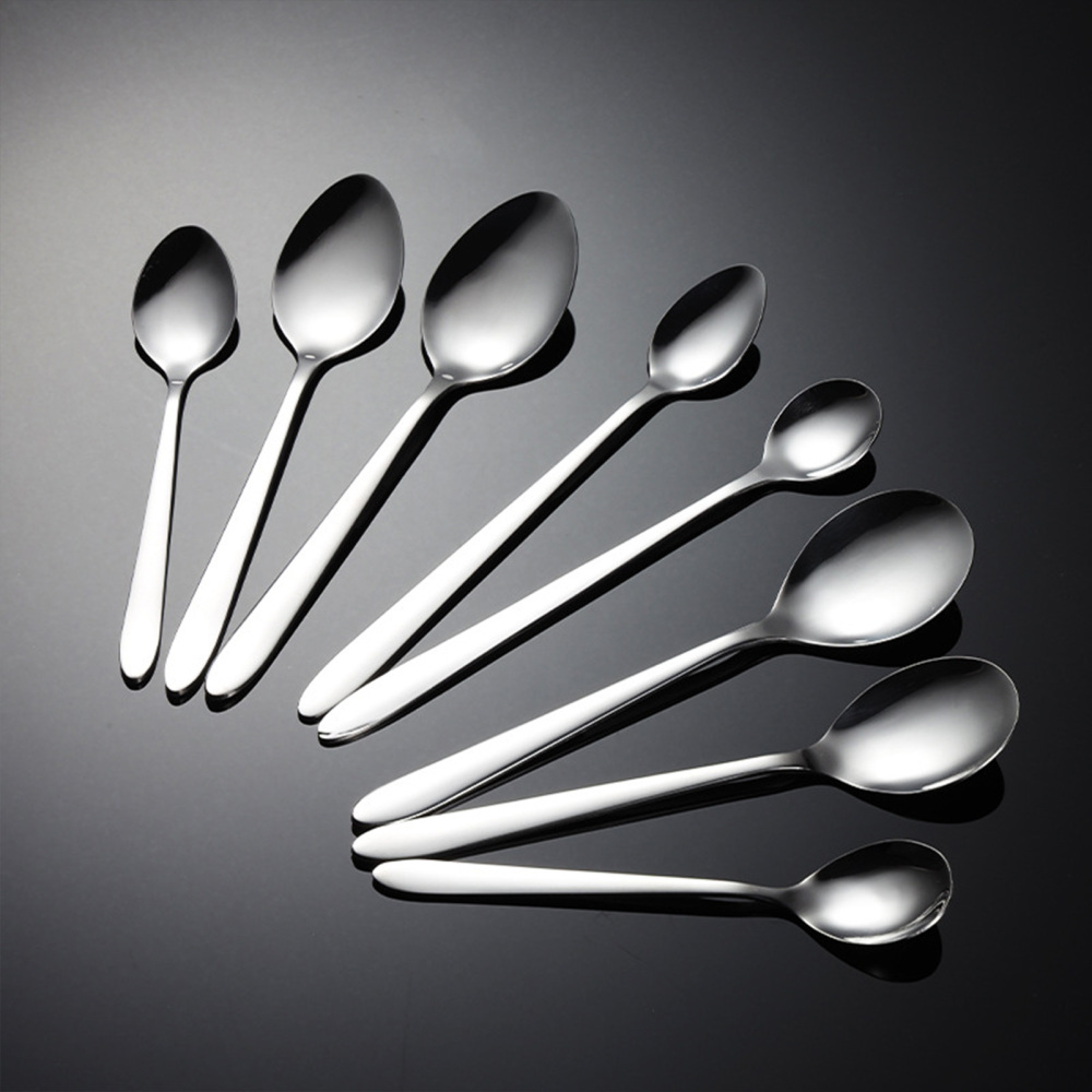 Shiny Silver Silverware Set Stainless Steel Satin Finish Flatware Set