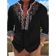 thumbnail image 5 of Men's Casual Hawaii Long Sleeve Button Down Shirt Beach Fashion Printed Floral Leave Shirts Gray A L, 5 of 6