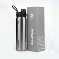 thumbnail image 1 of AquaFlask Bouteille d'Eau Isolée sous Vide 650 ml (22 Oz), Sans BPA, Acier Inoxydable, Étanche, Garde les Boissons Chaudes et Froides (Acier Argenté), 1 of 1