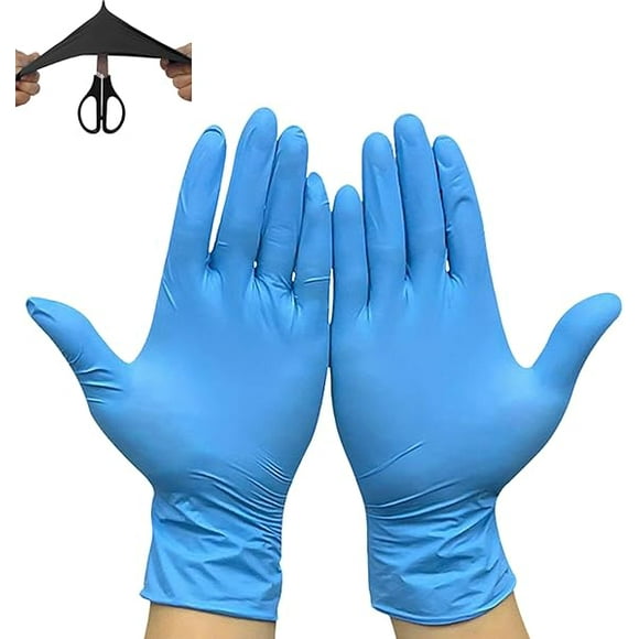 Heavy Duty Nitrile Gloves, Waterproof Oil Resistant Breathable for Beauty, Hair Care, And Cleaning(Blue,Medium,50PCS)
