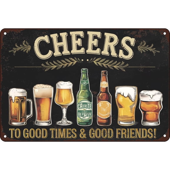Bar Signs For Home Bar Wall Cheers To Good Times And Good Friends Vintage Metal Tin Sign For Man Cave Decor 8x12 In